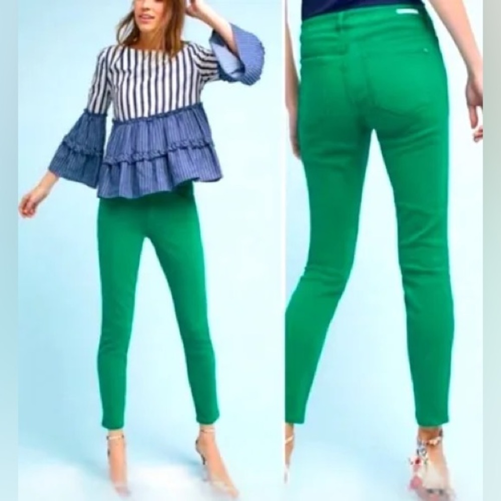 Anthropology Pilcro and the Letterpress green denim skinny jeans 26”